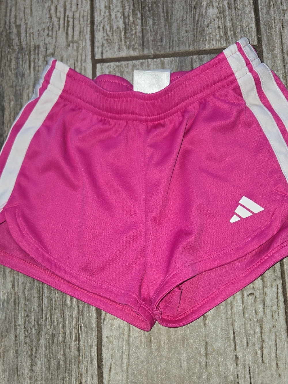 Adidas Girl's Pink Athletic Shorts with White Stripes